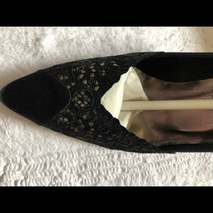Stuart Weitzman black satin evening heels